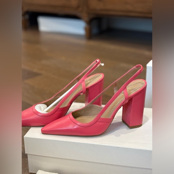 LK Bennett Shoes - LK Bennett Etta Leather Pink Slingback Pointed Block Heel Pumps 4” Heel 40